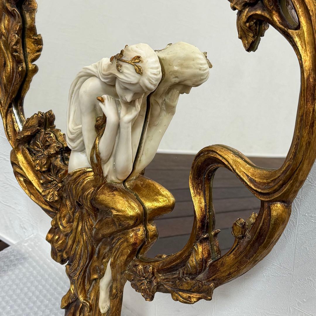 H21K102b アンティーク調 ロココ調 アールヌーボー ウォールミラー