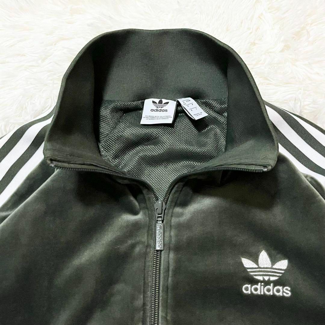 【極美品】アディダス トラックトップ ベロアジャケット ジャージ XL グリーン