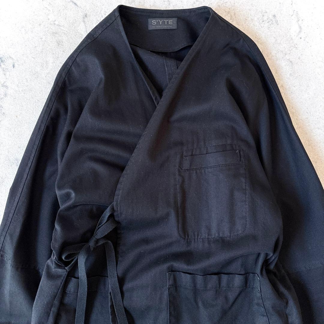 サイト バイ ヨウジヤマモト 3→L 作務衣 ノーカラー ジャケット コート 黒