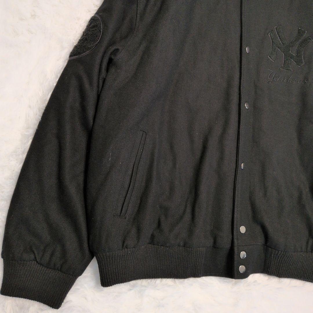 90s ニューヨーク・ヤンキース 中綿 ウール スタジャン オールブラック