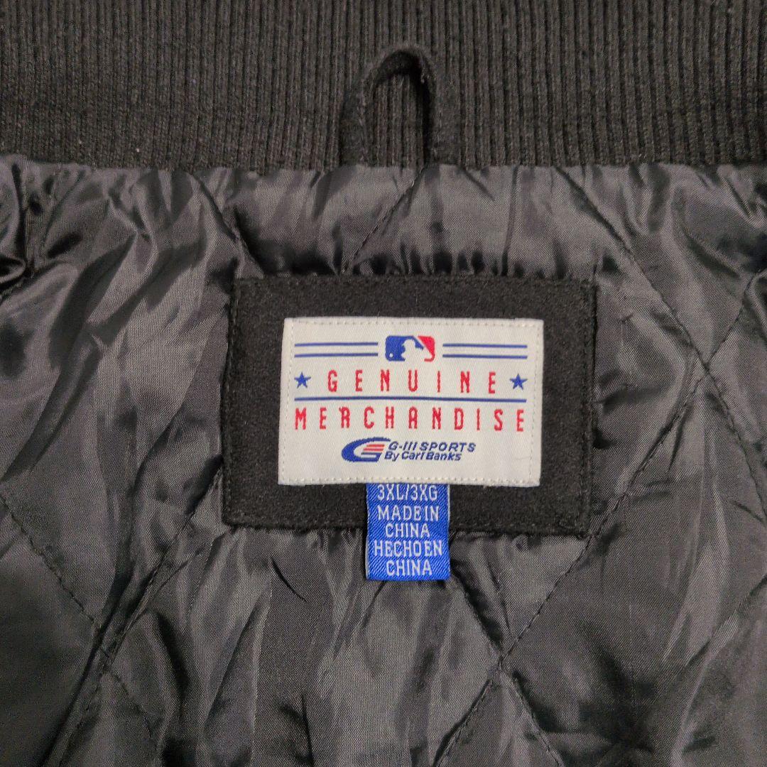 90s ニューヨーク・ヤンキース 中綿 ウール スタジャン オールブラック
