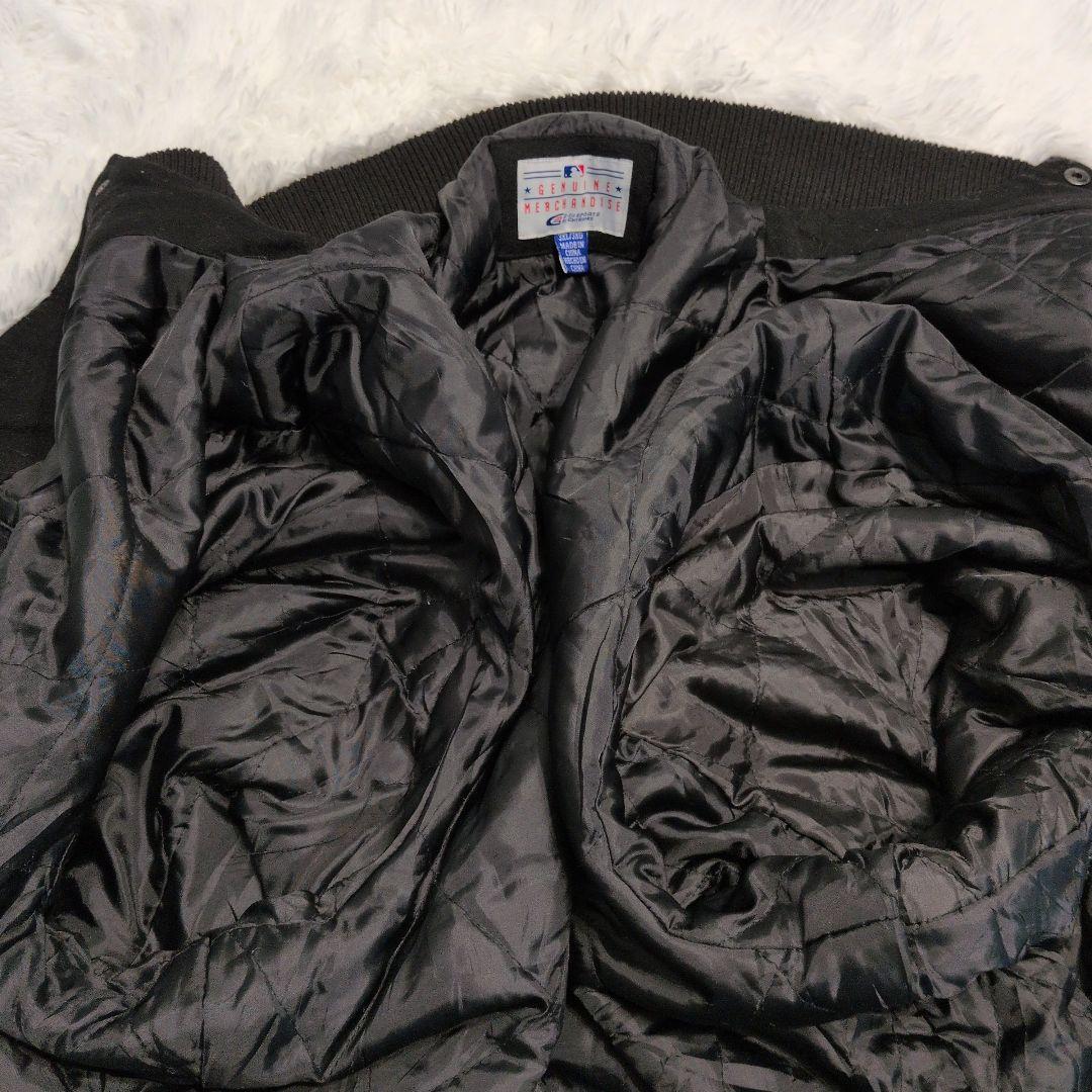 90s ニューヨーク・ヤンキース 中綿 ウール スタジャン オールブラック
