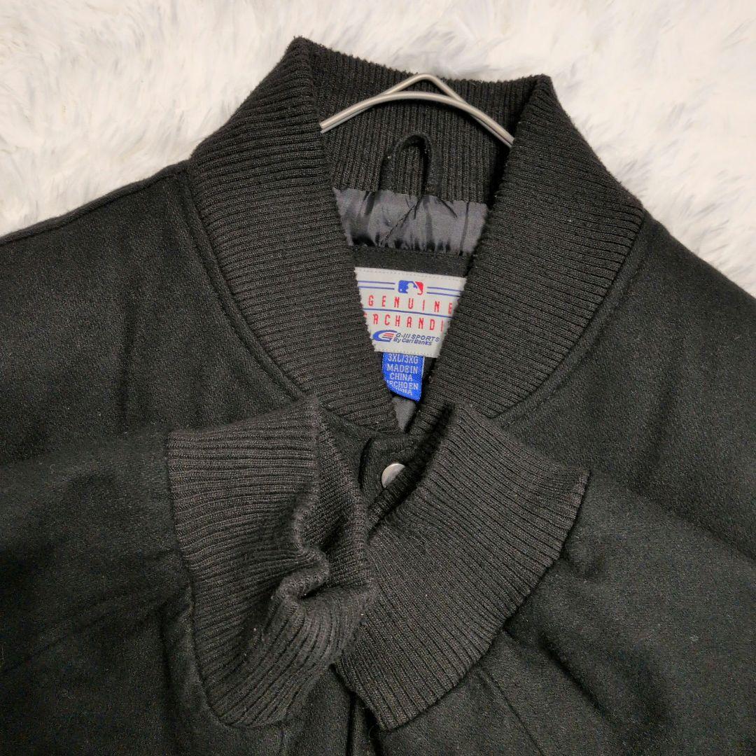 90s ニューヨーク・ヤンキース 中綿 ウール スタジャン オールブラック