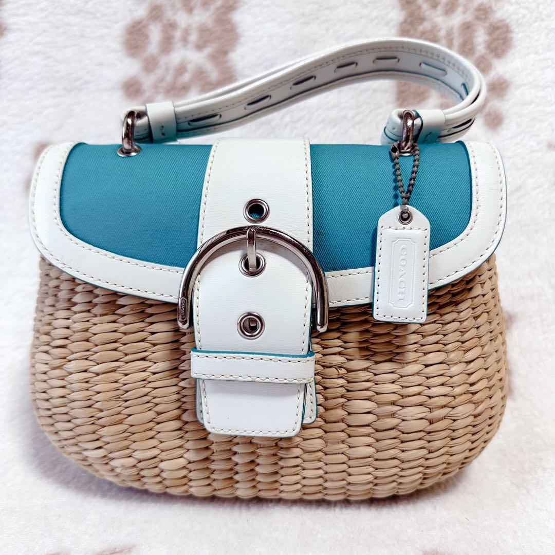 COACH コーチ かごバッグ ソーホー シグネチャー ストロー オールド