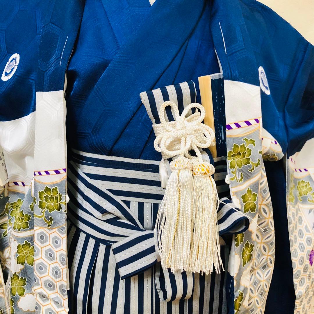 七五三 五歳‼️未使用タグ付着物×袴‼️ 紺地に鷹兜煌びやか‼️完全フルセット 銘品