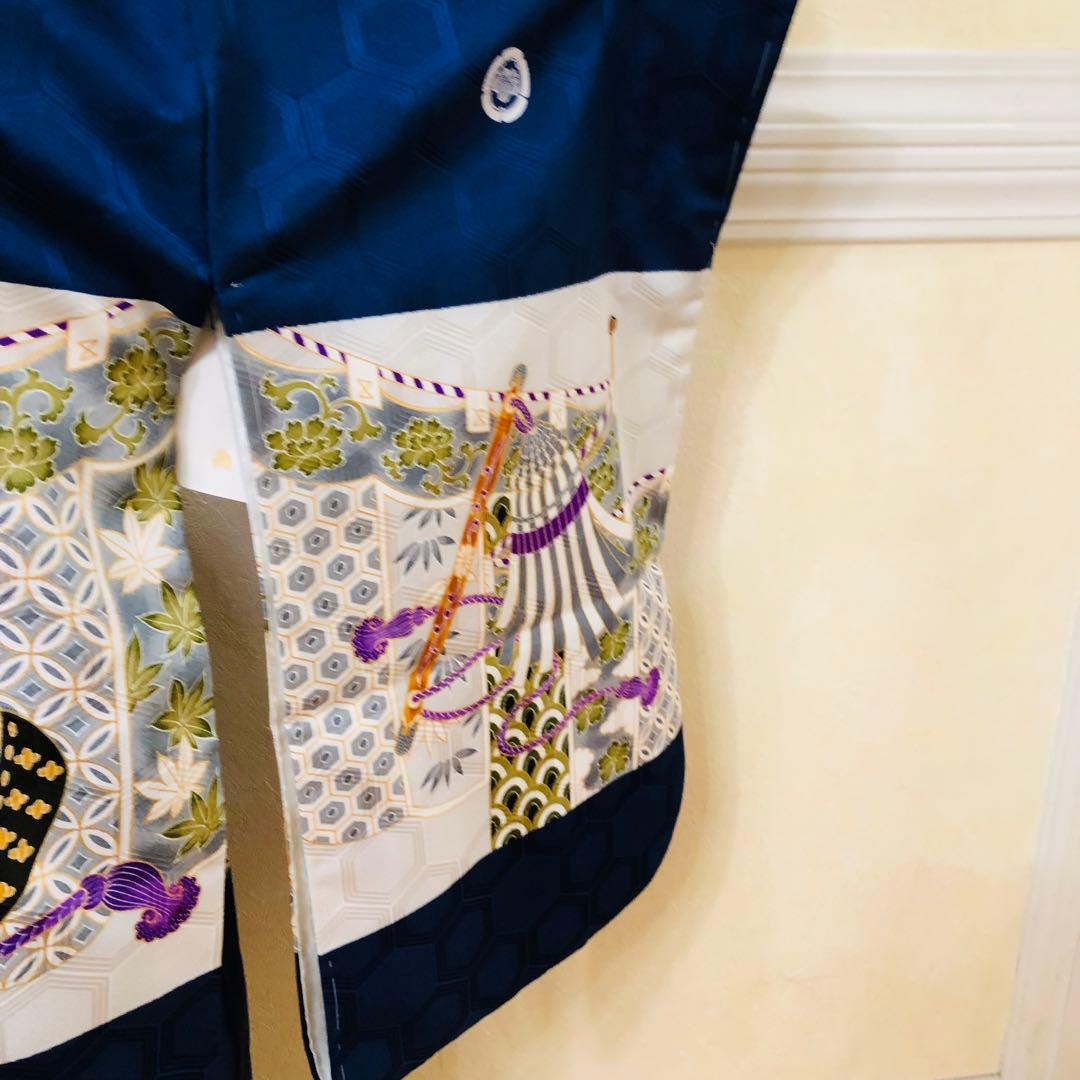 七五三 五歳‼️未使用タグ付着物×袴‼️ 紺地に鷹兜煌びやか‼️完全フルセット 銘品