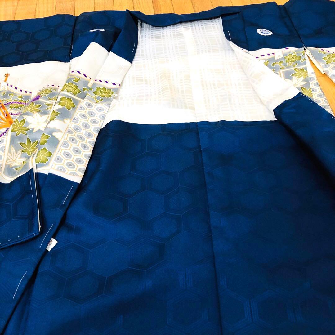 七五三 五歳‼️未使用タグ付着物×袴‼️ 紺地に鷹兜煌びやか‼️完全フルセット 銘品