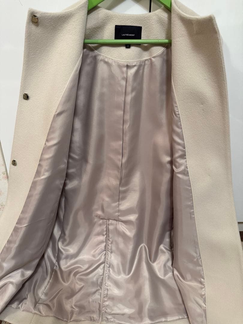 LAUTREAMONT ベージュ ノーカラーコート 38