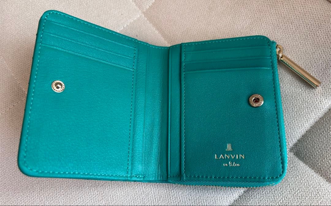 【AK様ご予約品】LANVIN／ランバン　グリーン キルティング 二つ折り財布