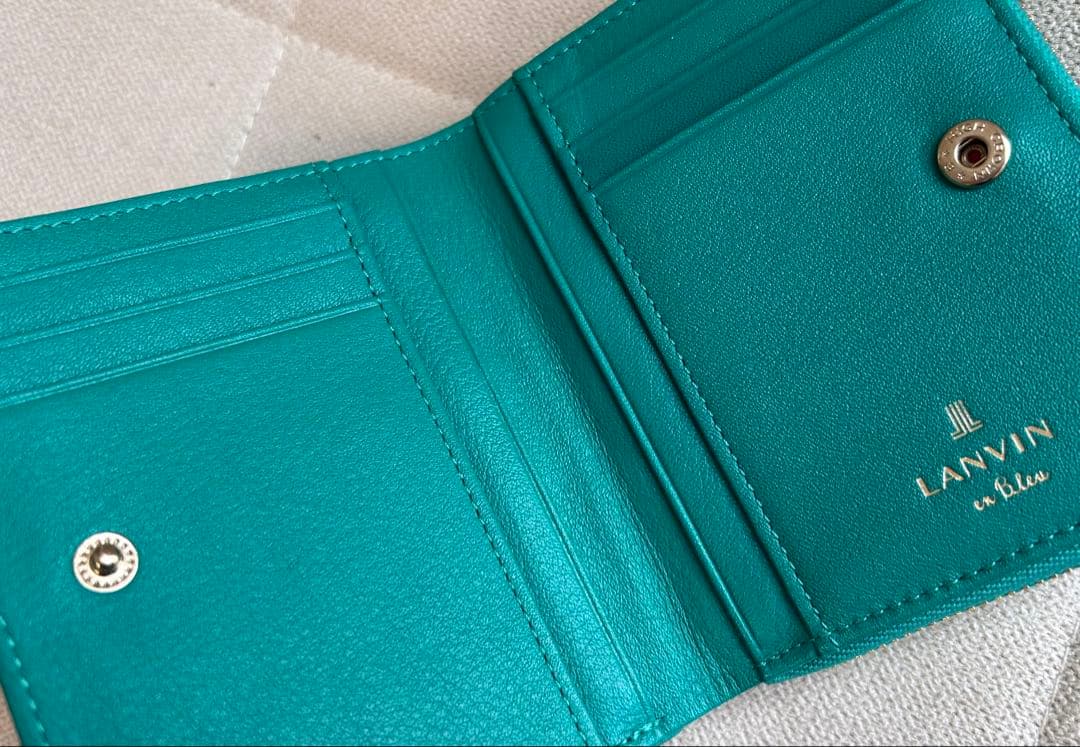 【AK様ご予約品】LANVIN／ランバン　グリーン キルティング 二つ折り財布