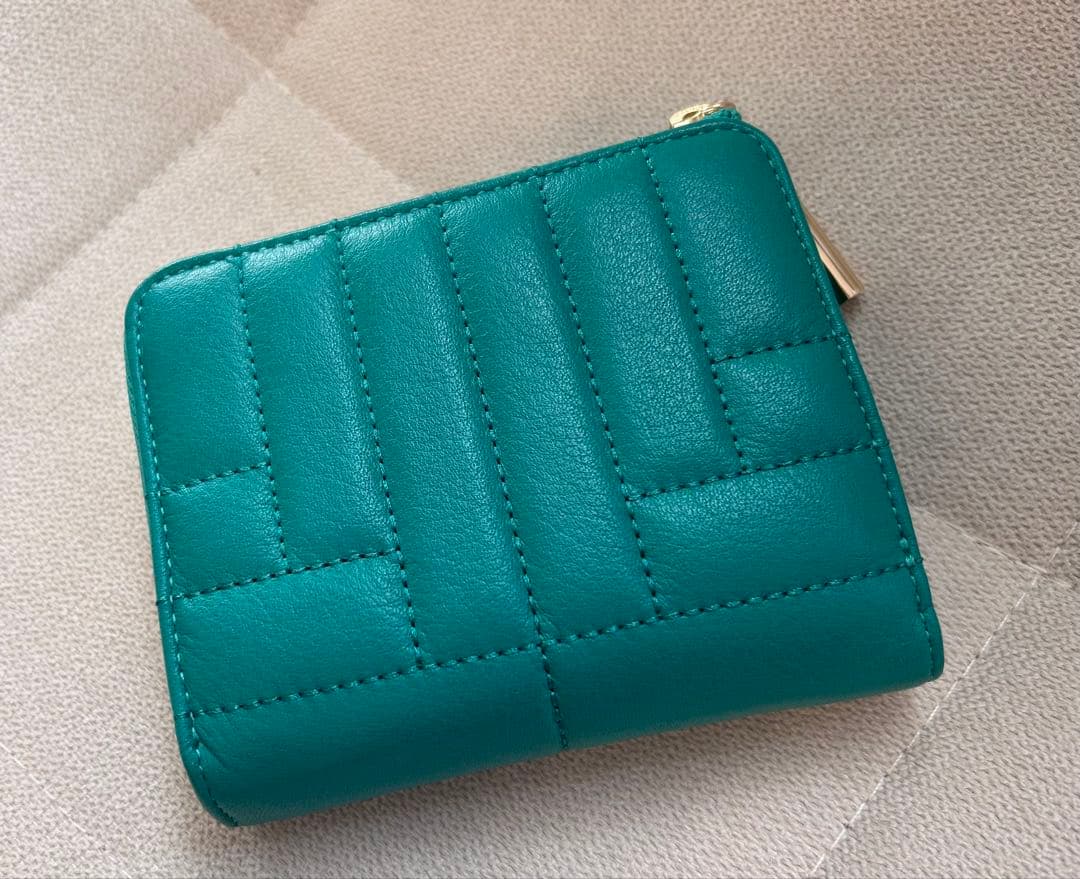 【AK様ご予約品】LANVIN／ランバン　グリーン キルティング 二つ折り財布