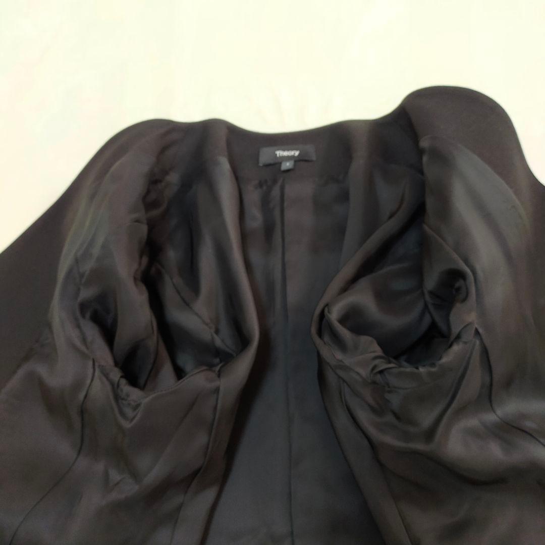 美品　Theory　現行タグ　ノーカラージャケット　2サイズ　SAXONY