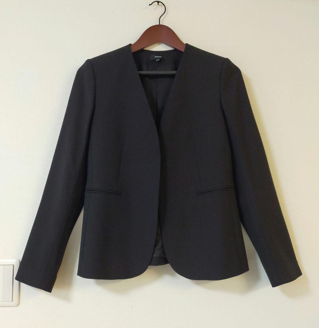 美品　Theory　現行タグ　ノーカラージャケット　2サイズ　SAXONY