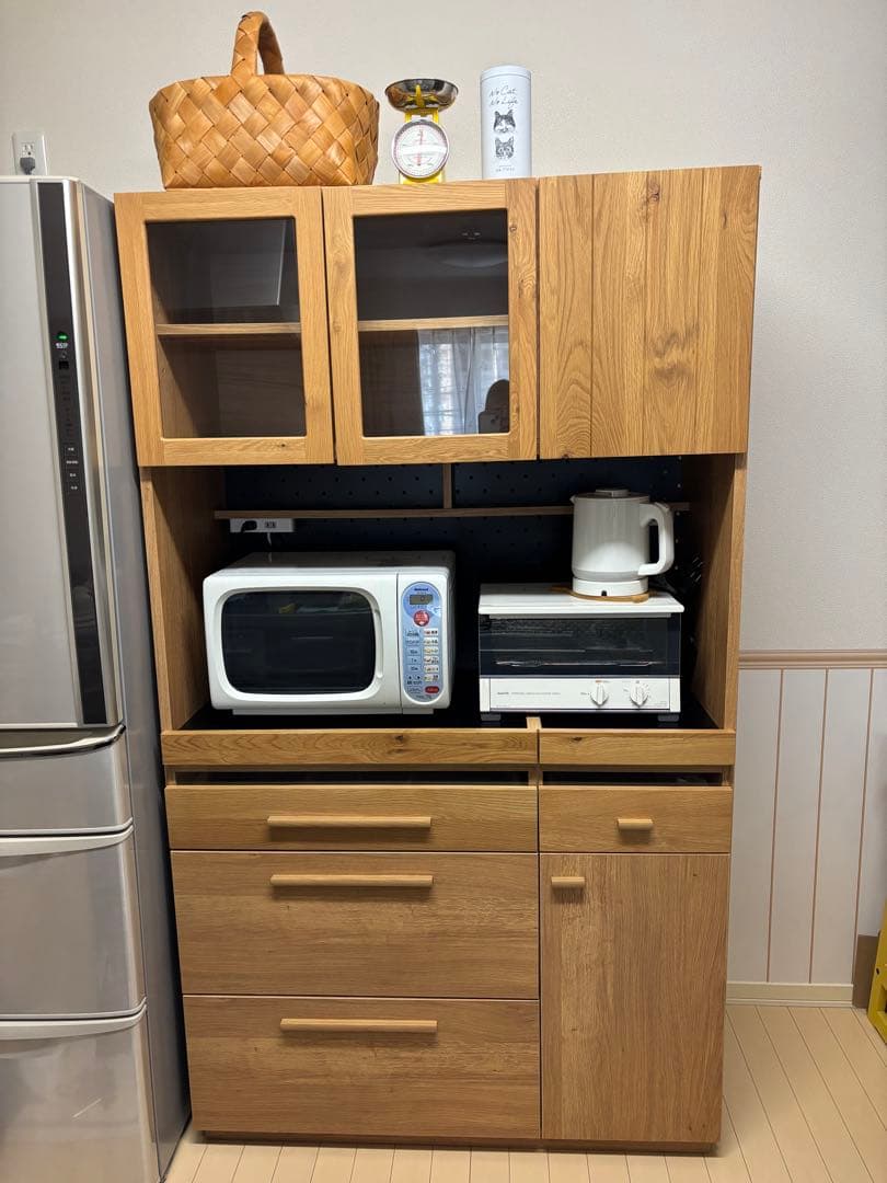 オーク材 ウレタン塗装 キッチンボード キッチン収納 食器棚