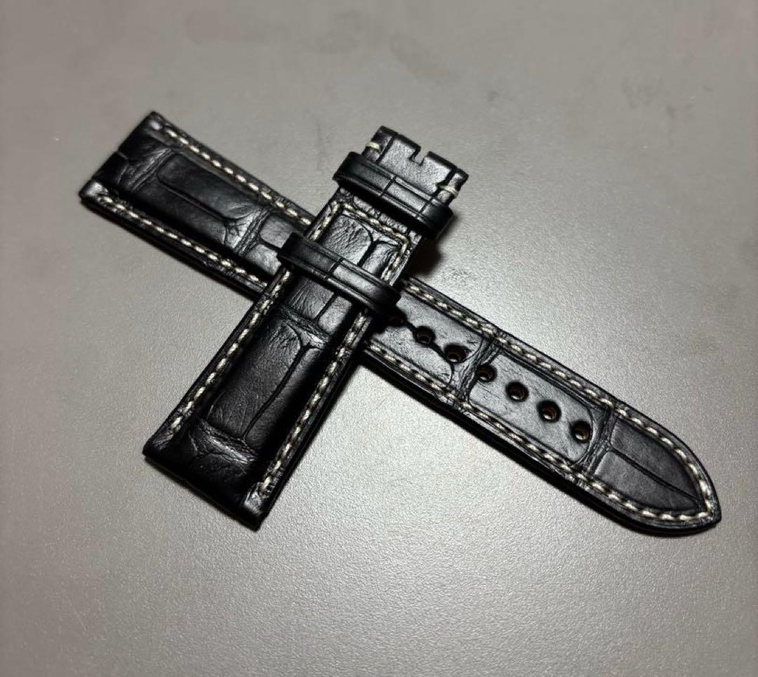 ★お値下げ【新品未使用】ブライトリングブラックアリゲーターストラップ22mm