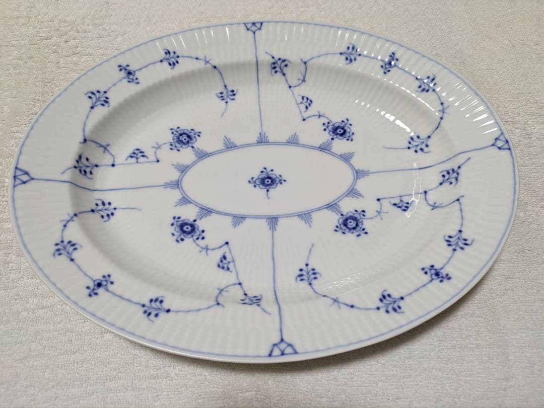 新品ロイヤルコペンハーゲンブルーフルーテッドプレイン オーバルディッシュ 30㎝