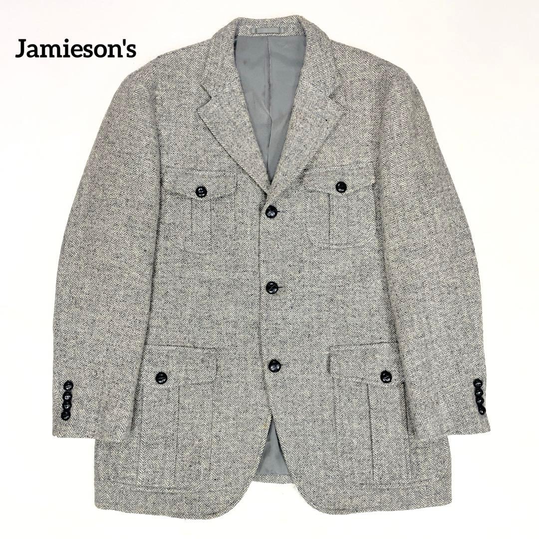 ジャミーソンズ シェトランドウール ヘリンボーン ハンティングジャケット L