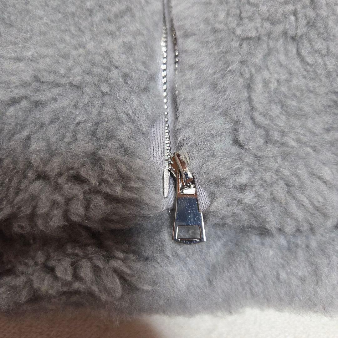 [美品]ボアポンチョ テディベア アルパカ混 シルク混 フード付き グレー