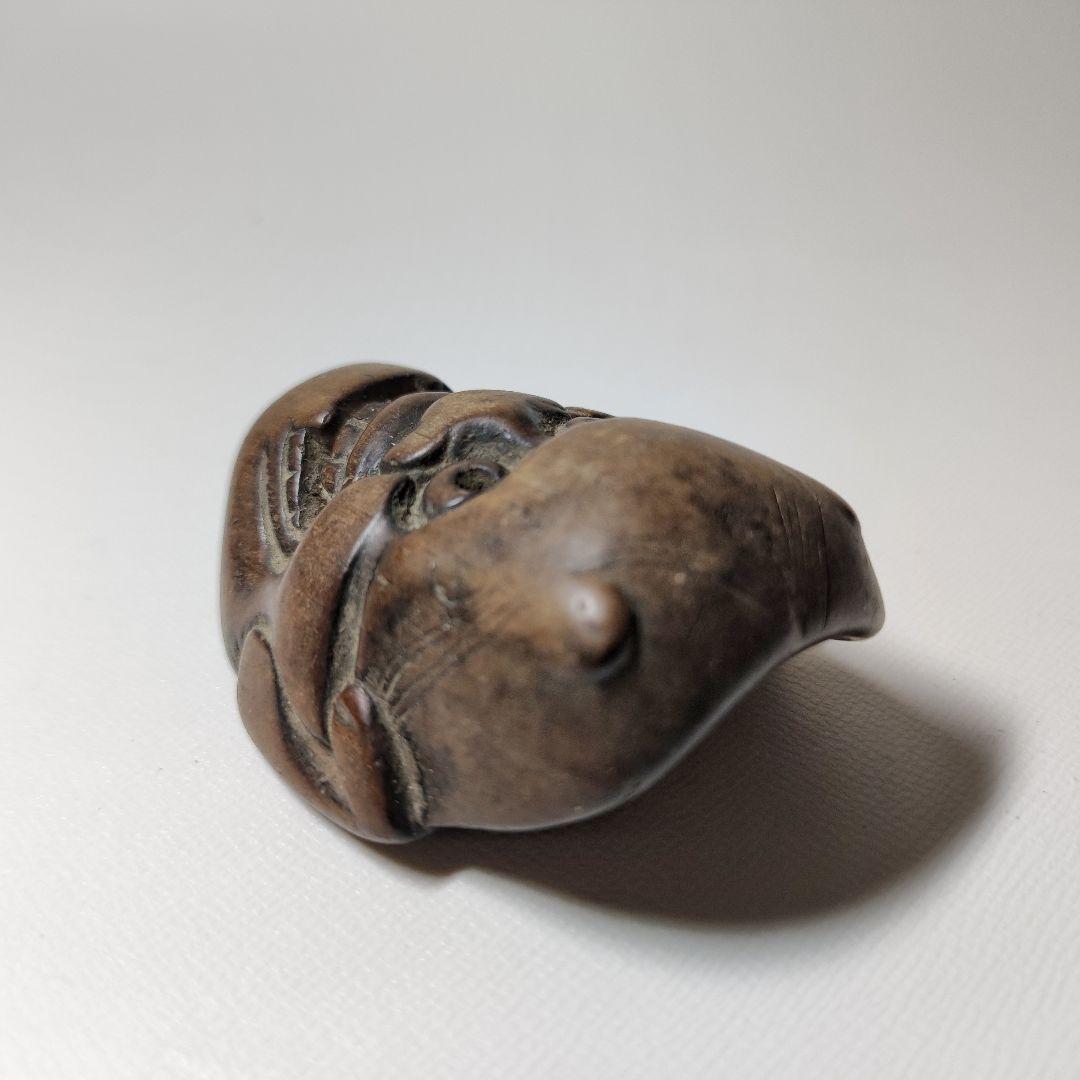 柘植般若面根付　江戸時代柘植