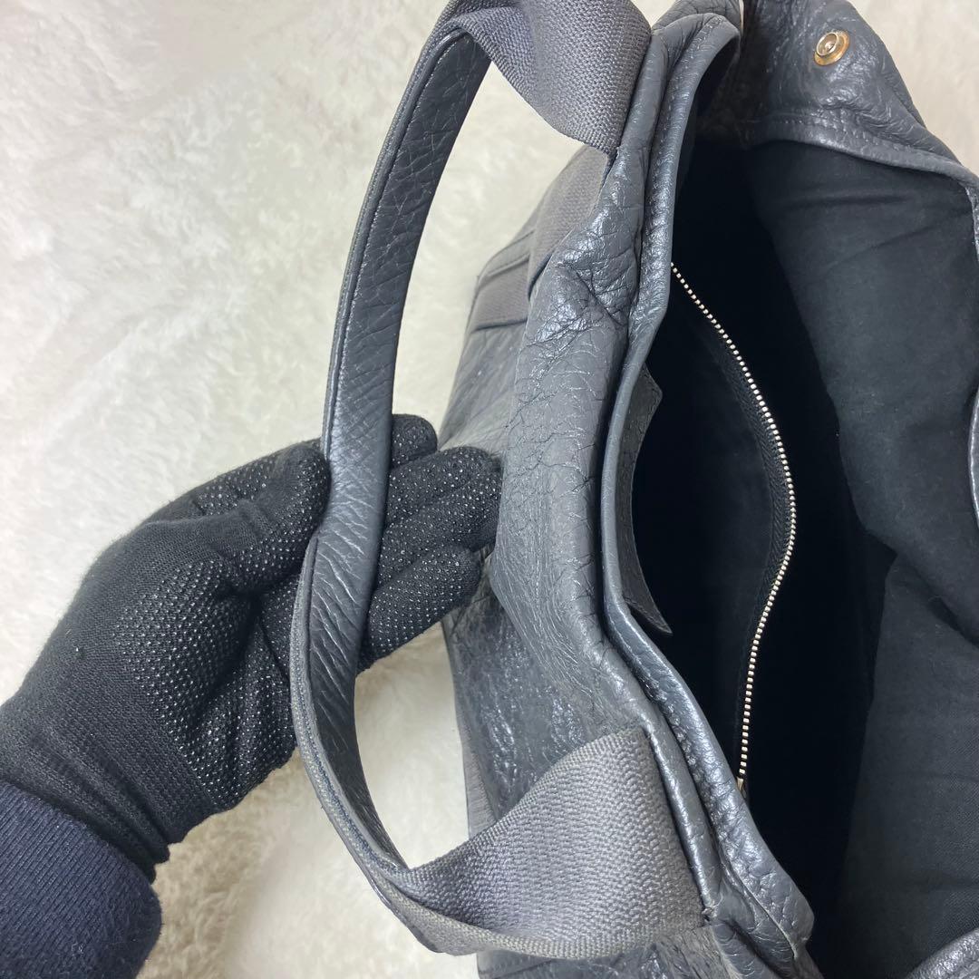 バレンシアガ✨カバスS シワ加工 本革 レザー トートバッグ ダークグレー