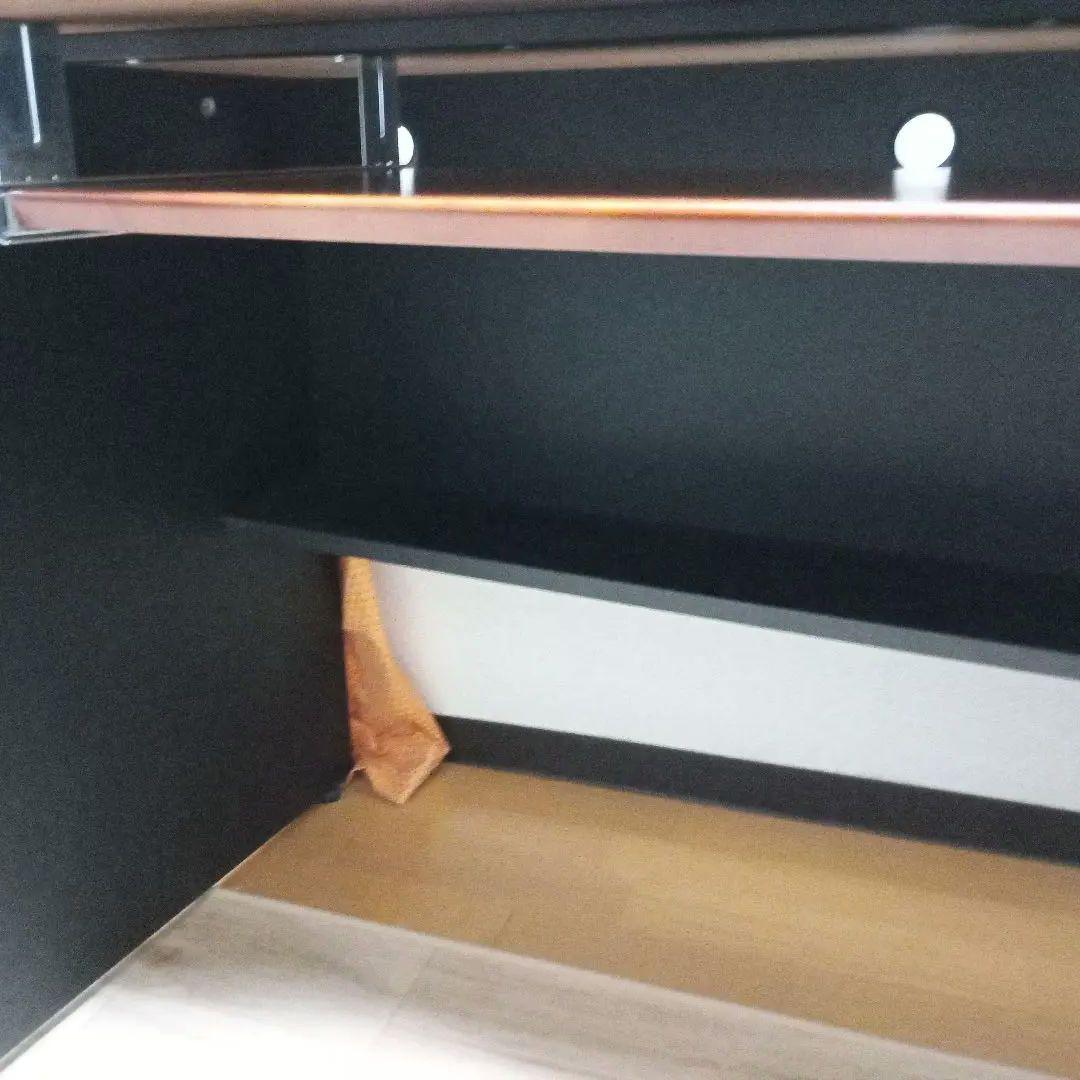 ニトリ　木製ダークブラウンデスク スライド式キーボードテーブル付き