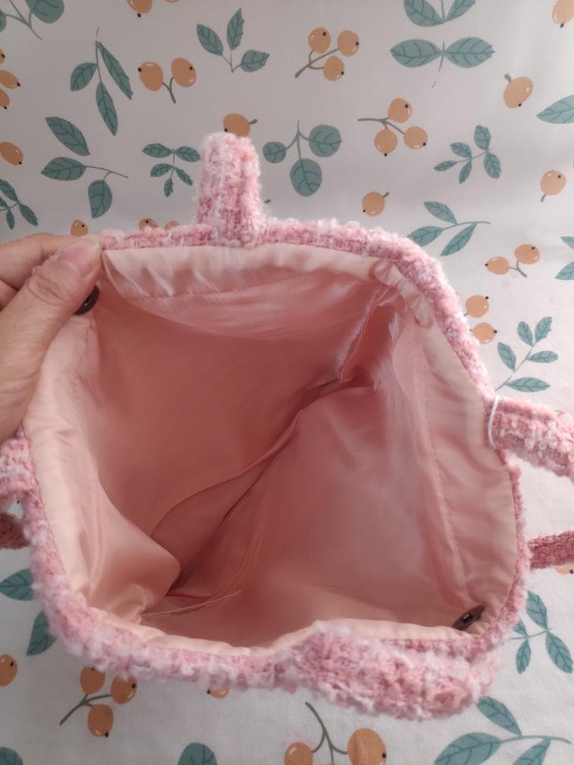 ツイードトートバッグ　シフォン ピンク