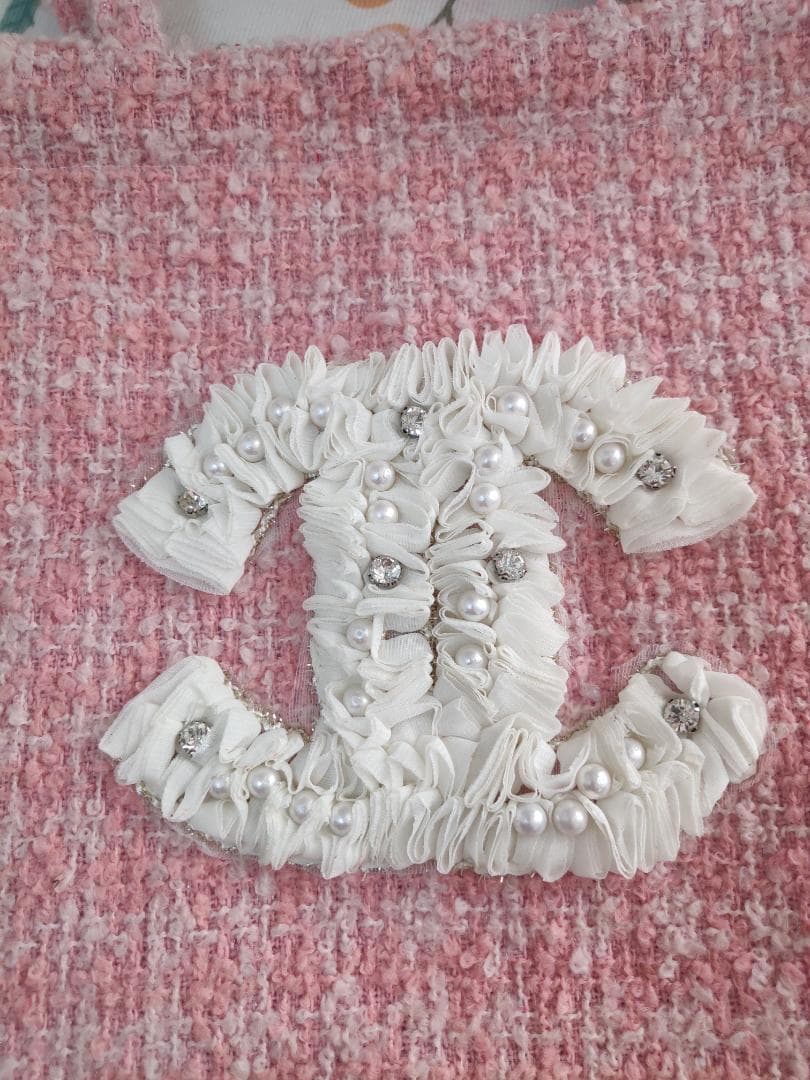 ツイードトートバッグ　シフォン ピンク