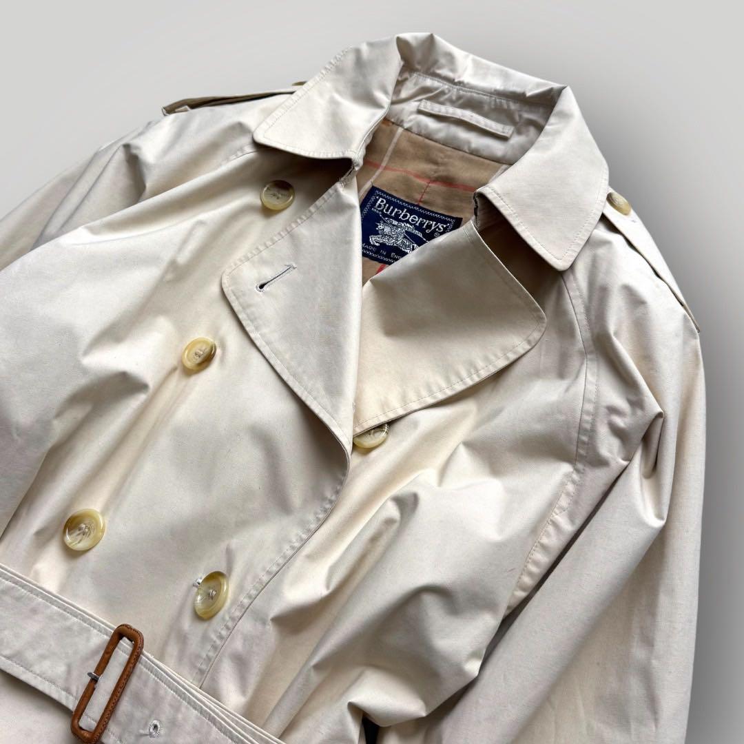 美品 着丈110バーバリー ベルト付 トレンチコート チェック ベージュ