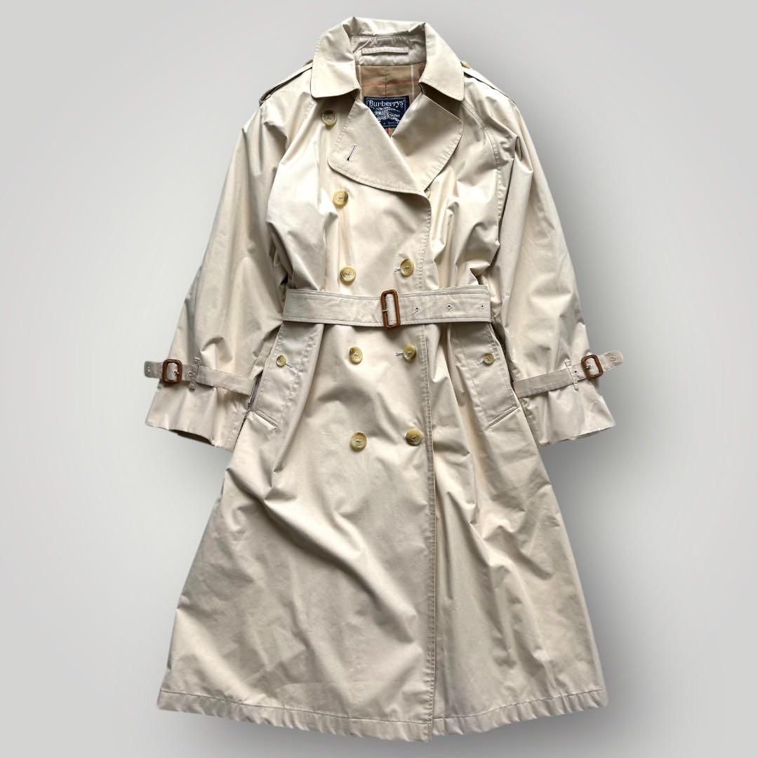 美品 着丈110バーバリー ベルト付 トレンチコート チェック ベージュ