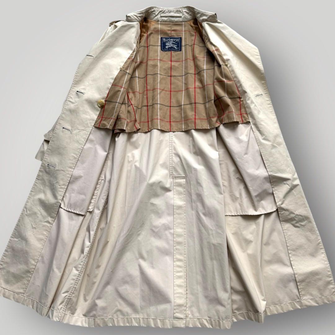 美品 着丈110バーバリー ベルト付 トレンチコート チェック ベージュ