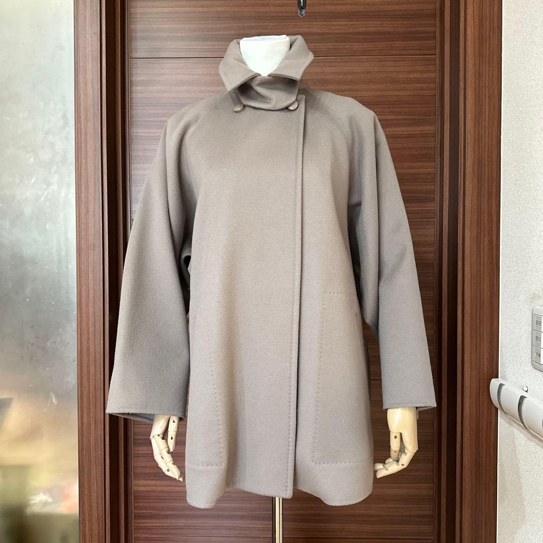 【極々美品】Max Maraマックスマーラ ポンチョ風コート グレージュ系　38