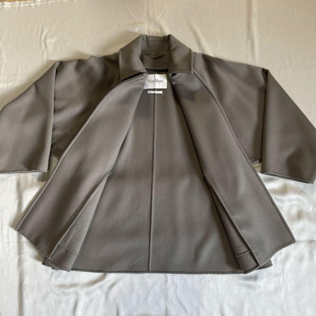 【極々美品】Max Maraマックスマーラ ポンチョ風コート グレージュ系　38