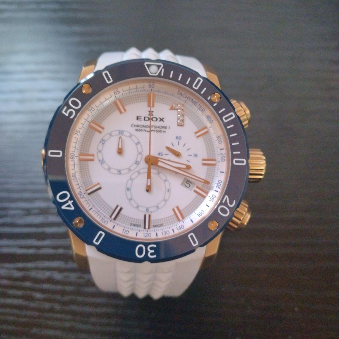 【希少100本】EDOXクロノオフショア 白ラバー×ゴールド×ブルー