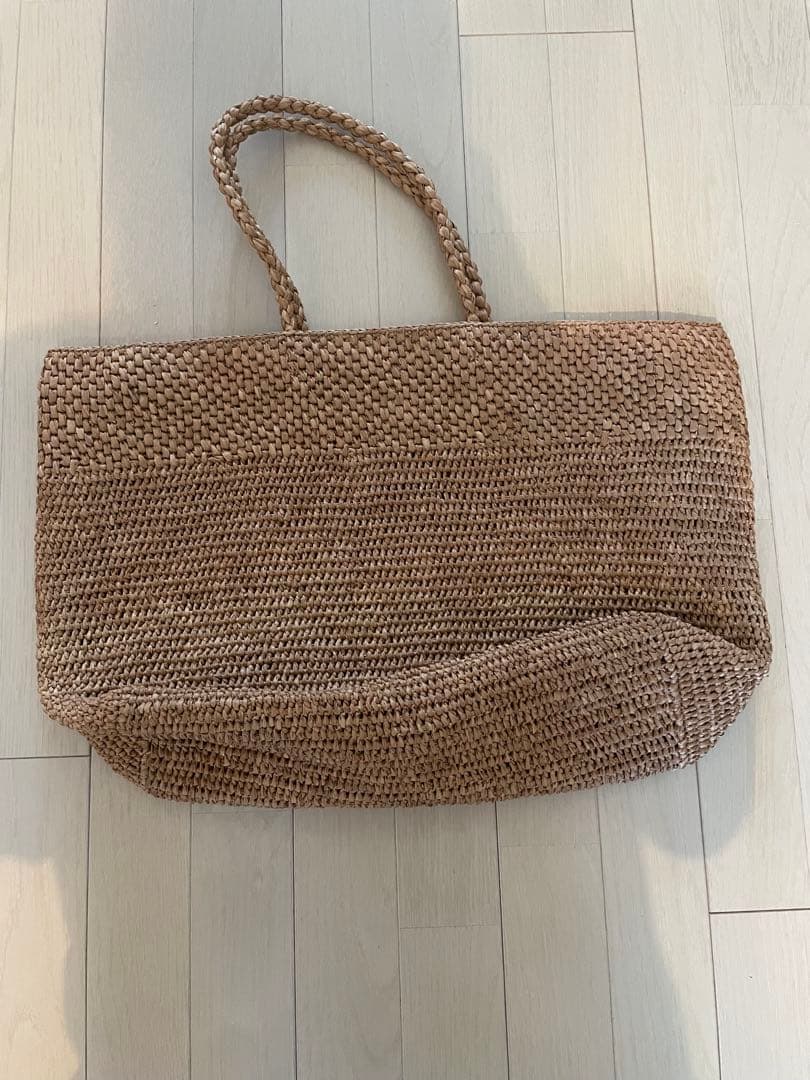 【今季販売終了品】北欧暮らしの道具店　ラフィアのトートバッグ（横長）