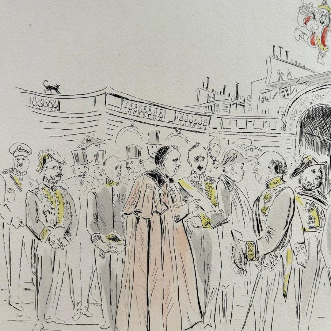 美品 藤田嗣治「魅せられたる河 エリゼ宮」手彩銅版画 レオナール・フジタ パリ