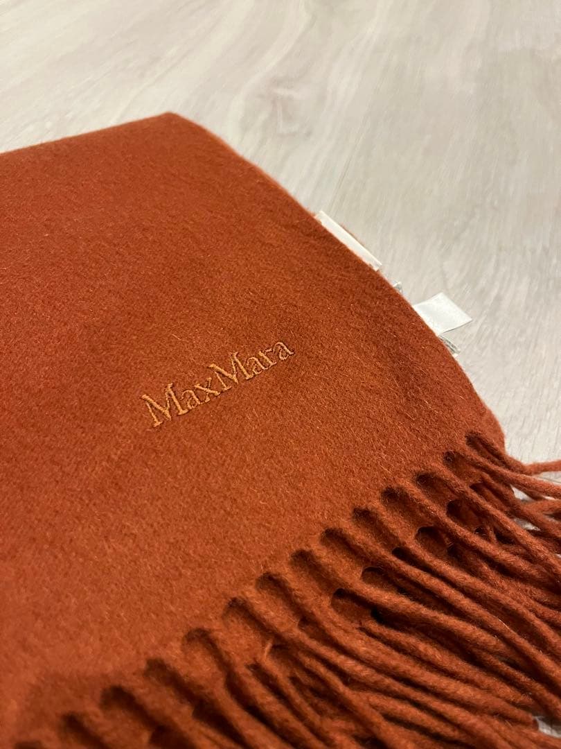 【美品】MaxMara カシミヤ大判ストール オレンジ　クリーニング済み
