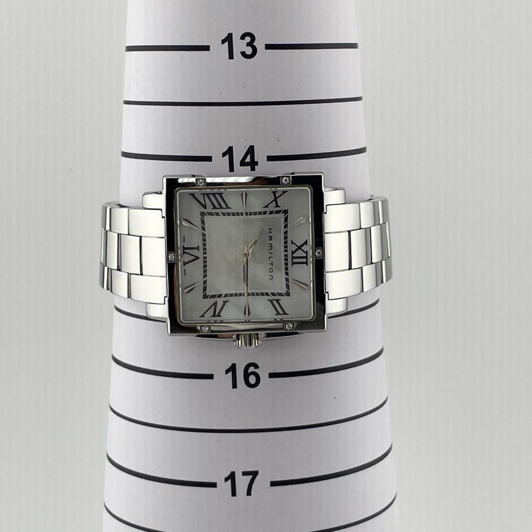 【稼働/新品電池】ハミルトン　ジャズマスター　スクエア　6P ダイヤ　シェル