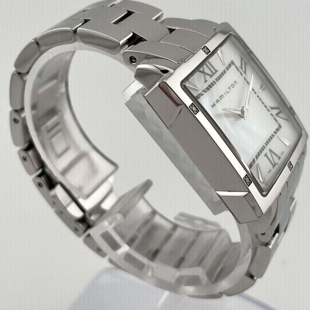 【稼働/新品電池】ハミルトン　ジャズマスター　スクエア　6P ダイヤ　シェル