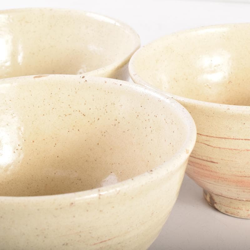 茶道具　志野焼　絵志野　西山窯　数茶碗　五客　合わせ箱　V　7016A