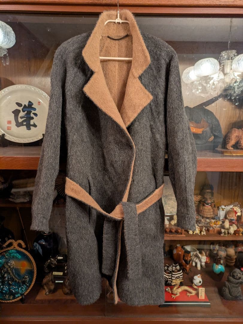アンデスの至宝　極上アルパカ×キャメルダブルフェイスコート　グレー　百貨店購入