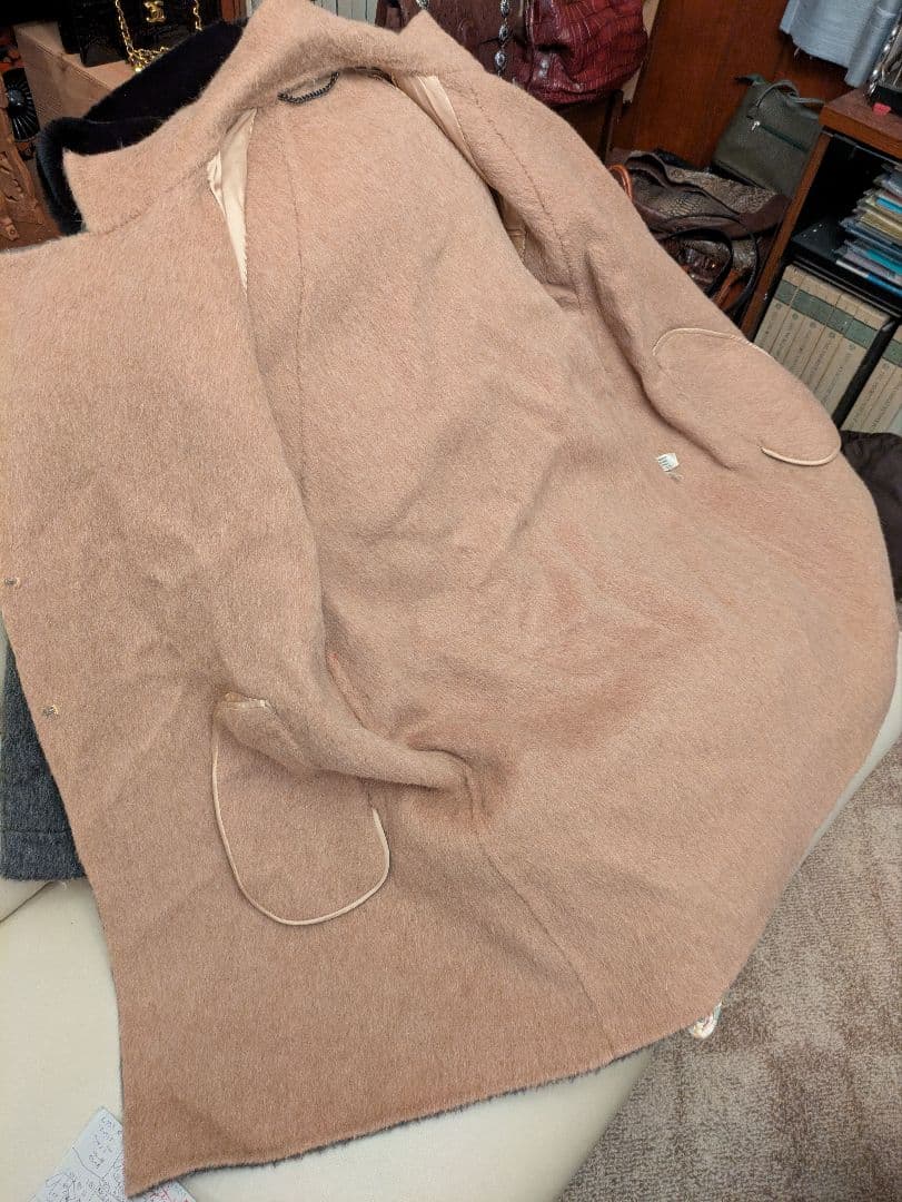 アンデスの至宝　極上アルパカ×キャメルダブルフェイスコート　グレー　百貨店購入