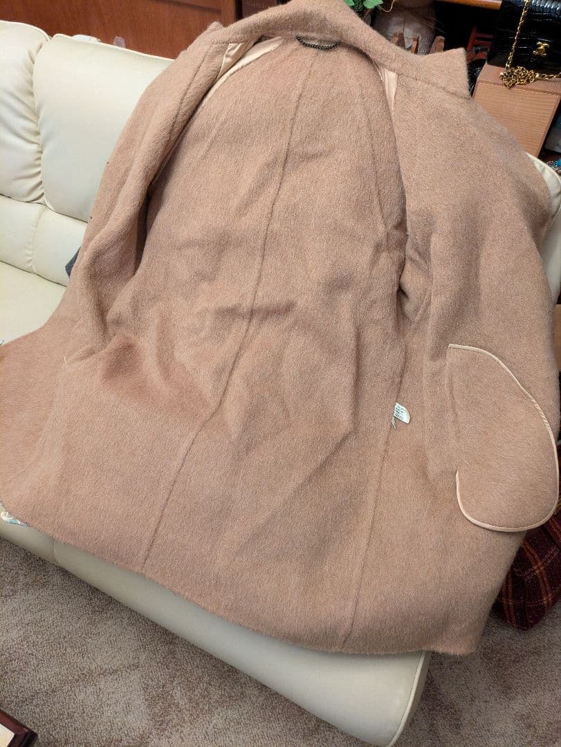 アンデスの至宝　極上アルパカ×キャメルダブルフェイスコート　グレー　百貨店購入