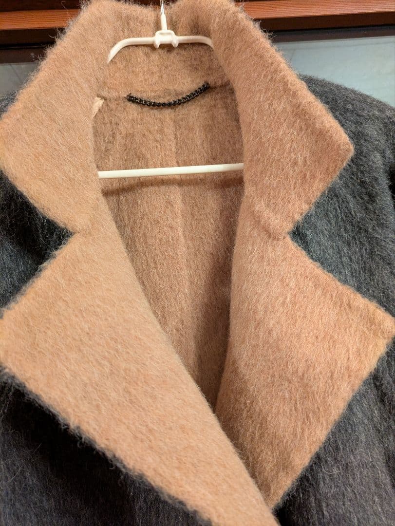 アンデスの至宝　極上アルパカ×キャメルダブルフェイスコート　グレー　百貨店購入