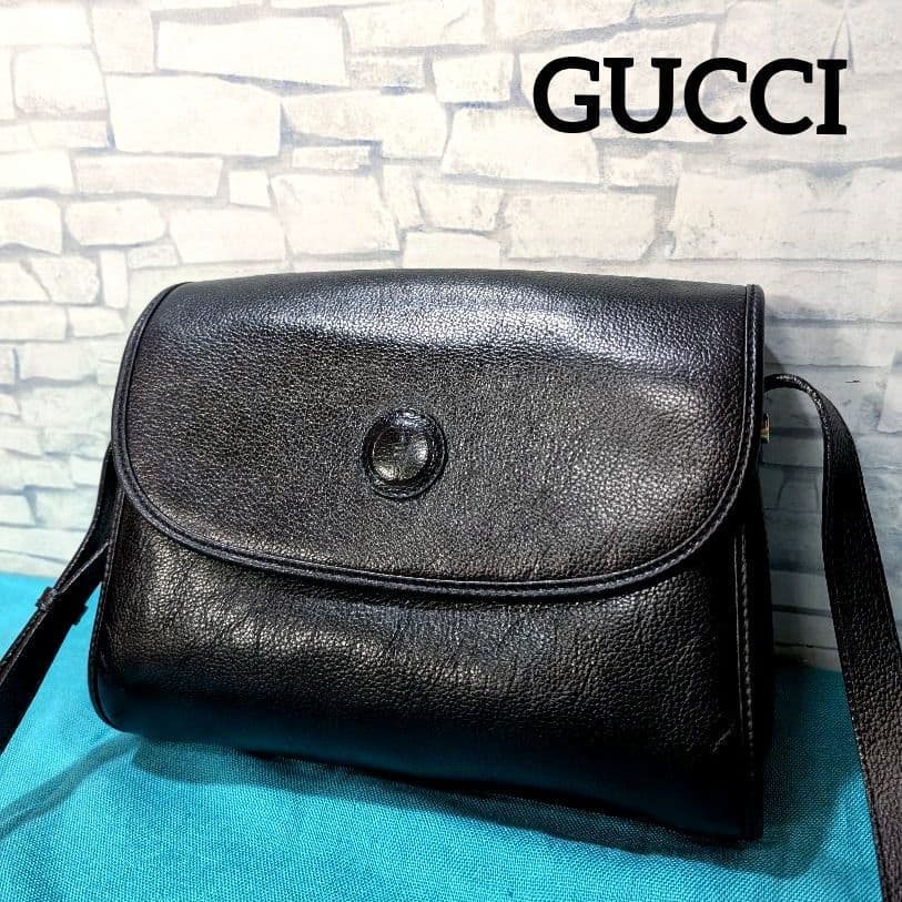 ♥極美品♥グッチ GUCCI ショルダーバッグ レザー 斜めがけ ブラック