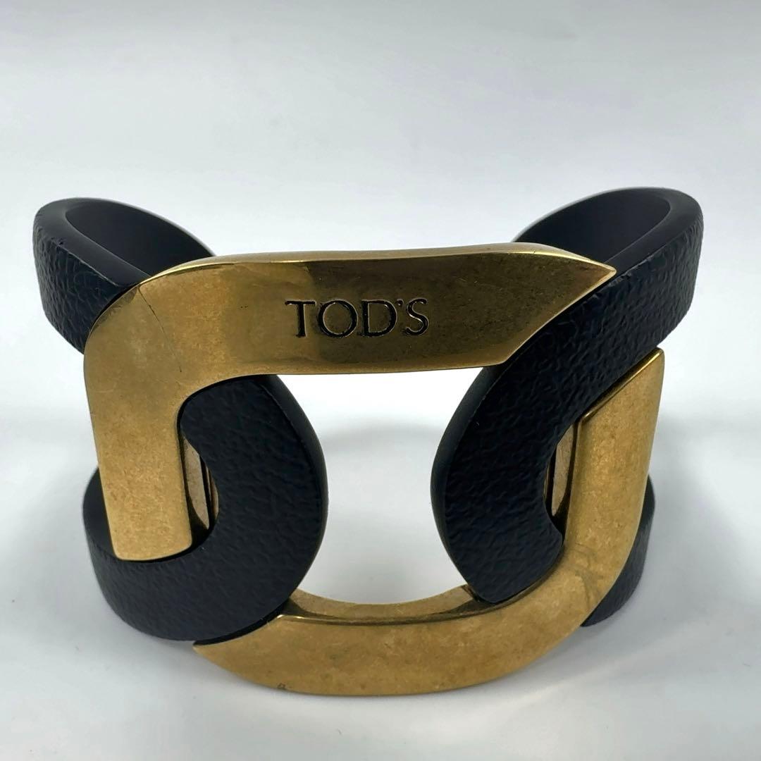 【美品】TOD'S ケイト ブラック ゴールド バングル レディース