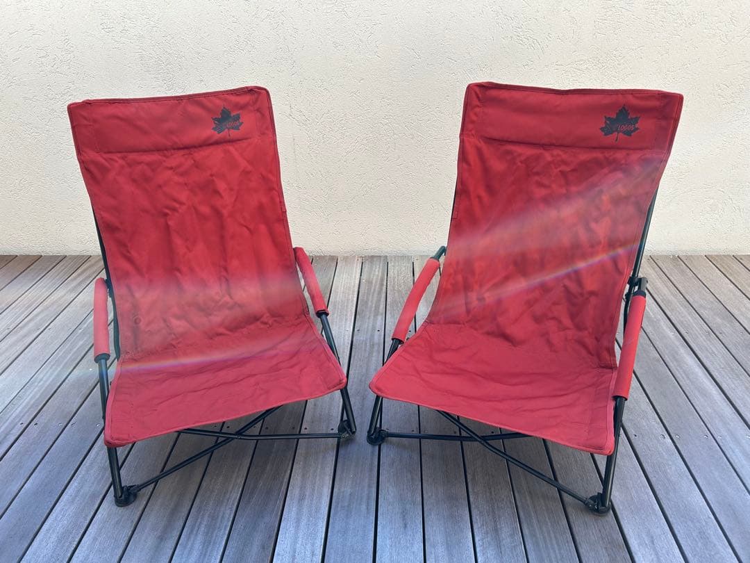 【中古】LOGOS ロゴス 難燃BRICK・キングあぐらチェア×2脚