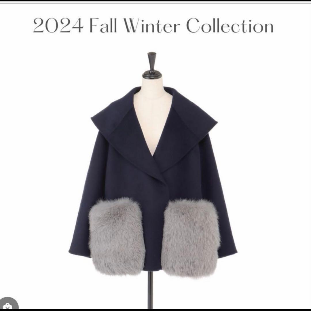 u-big石井毛皮ウールダブルフェイスショールカラー FOXポケットコート