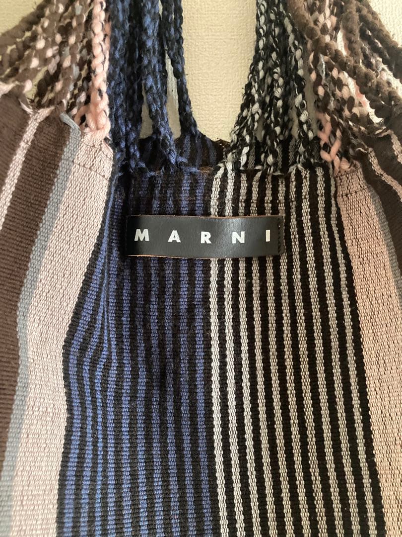 【MARNI】ストライプハンモックバッグ ブルー ピンク トートバッグ