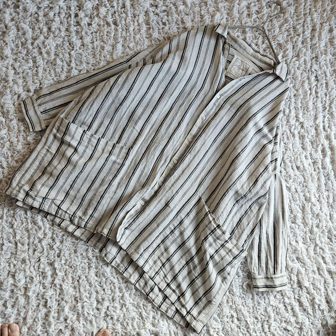 ICHI Antiquitès コットンリネン ワイドシャツチュニック