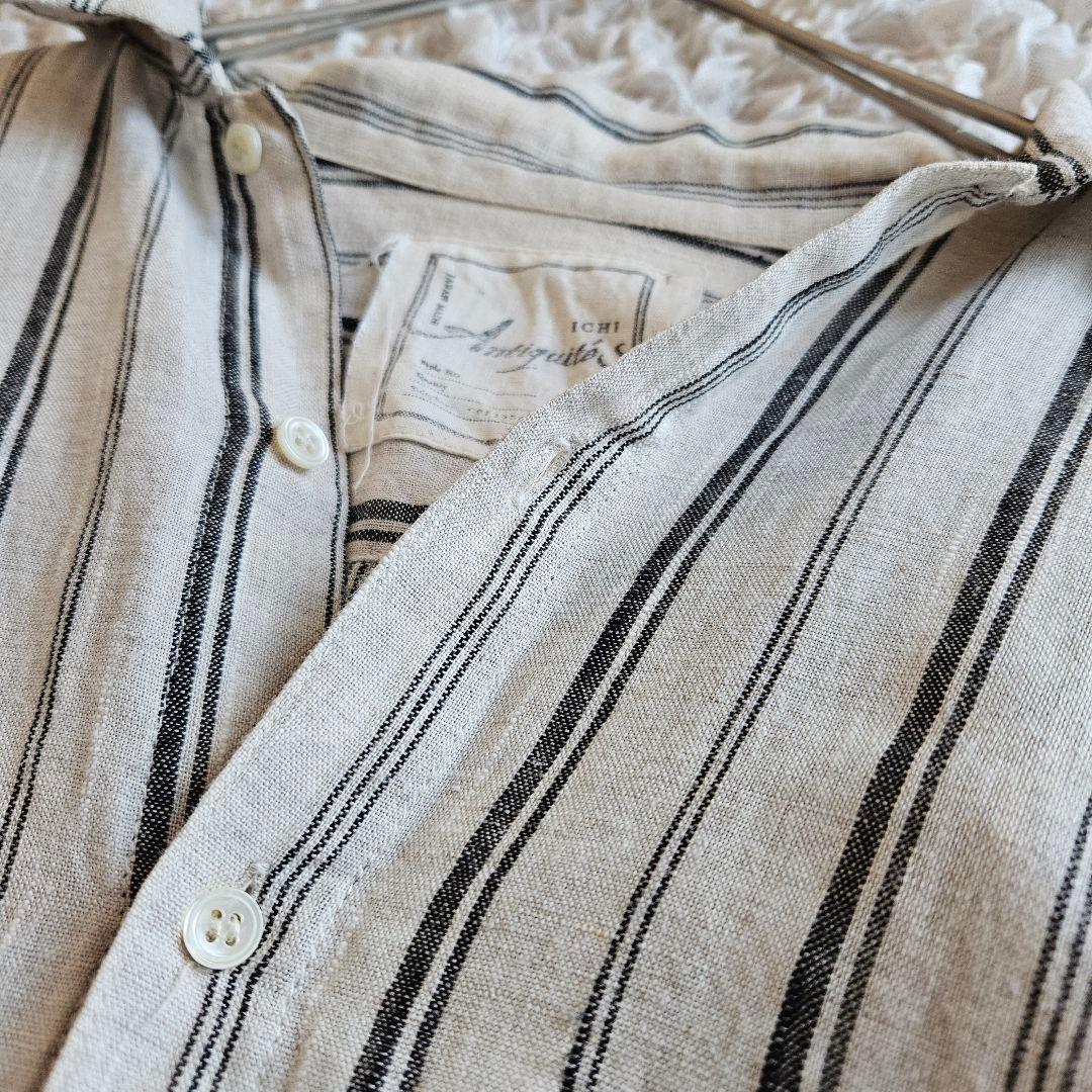 ICHI Antiquitès コットンリネン ワイドシャツチュニック